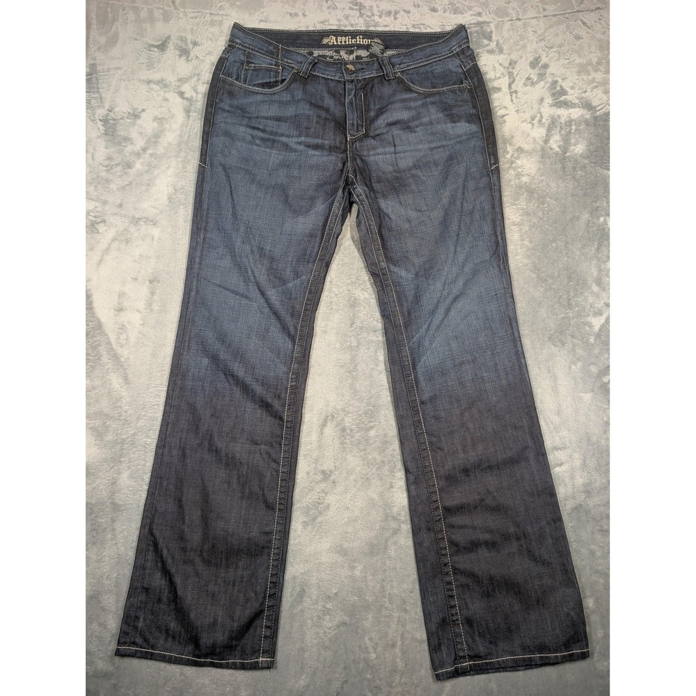 Affliction Black Premium Jeans Mens 38x34 Blue Medium Wash Straight Denim Pants